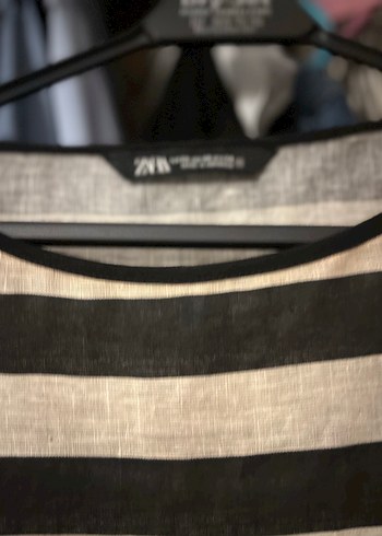 Zara Çizgili Keten Kadın Bluz - Görsel 2