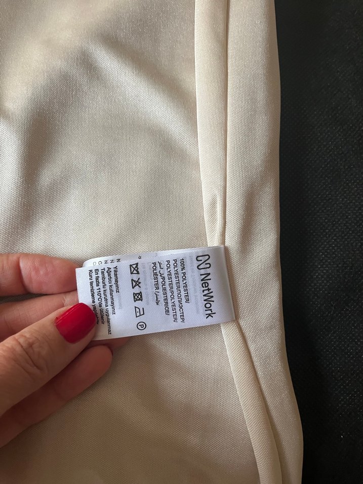 Network Drapeli Pullu  Midi Abiye Elbise - Görsel 5