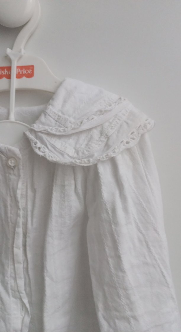 Kız Çocuk Beyaz Keten Fırfırlı Gömlek - Görsel 2