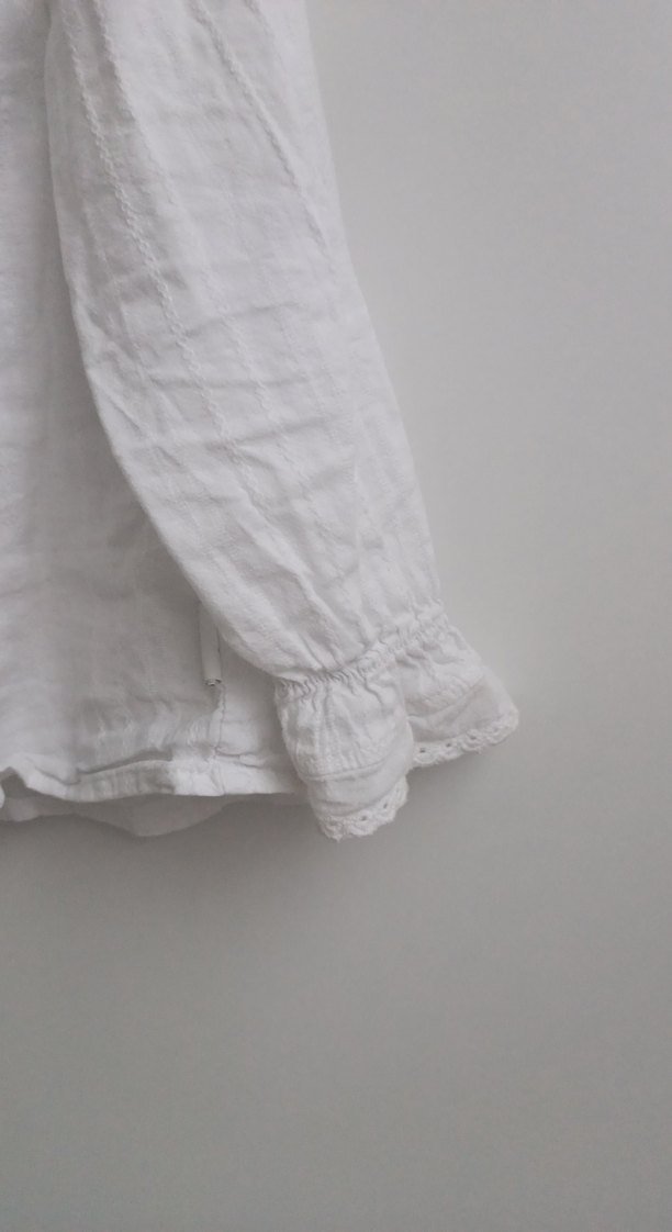 Kız Çocuk Beyaz Keten Fırfırlı Gömlek - Görsel 4