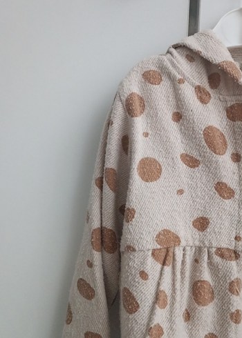 Kapüşonlu Bohem Desenli Bej Kız Çocuk Ceket - Görsel 2