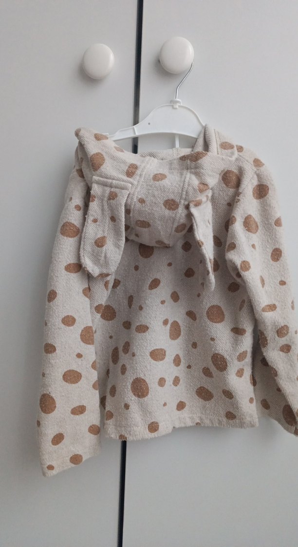 Kapüşonlu Bohem Desenli Bej Kız Çocuk Ceket - Görsel 4