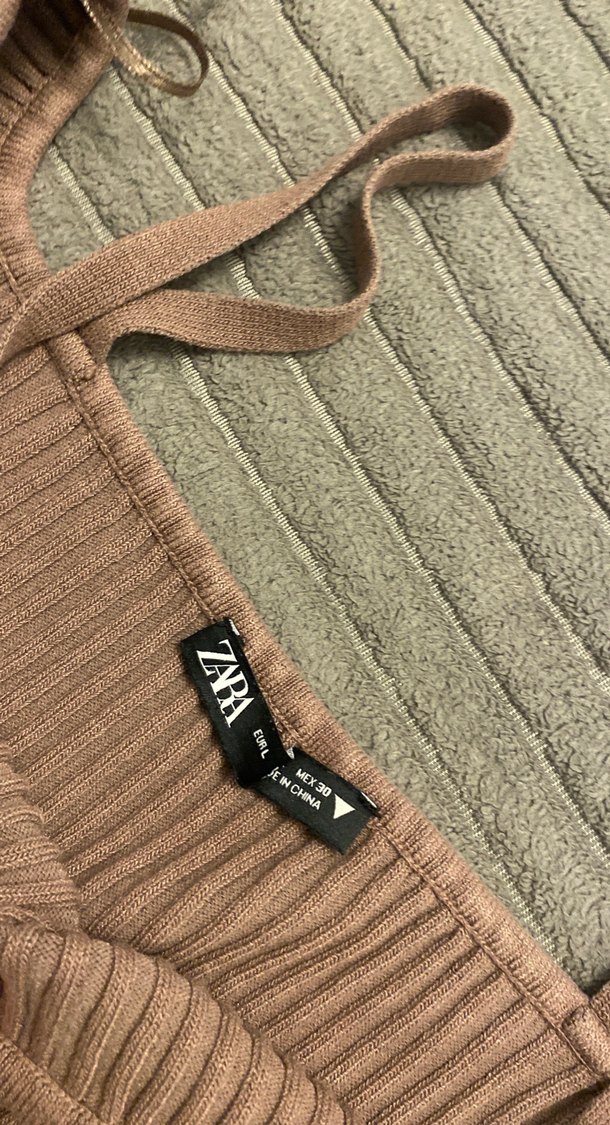 Bej Straplez Örgü Mini Kazak - Görsel 2