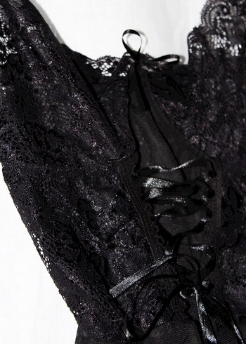 Siyah Tül Gecelik - Görsel 2