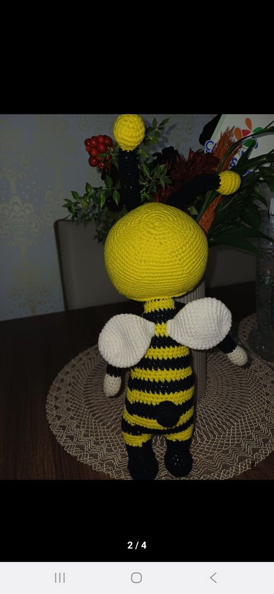 Sarı Siyah Çizgili Bonnie Arı Peluş Oyuncak - Görsel 3