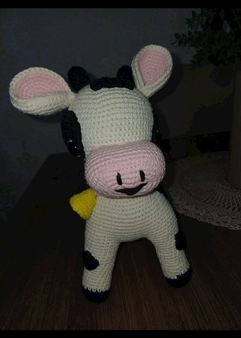 El Örgüsü Zilli İnek Amigurumi Oyuncak - Görsel 3
