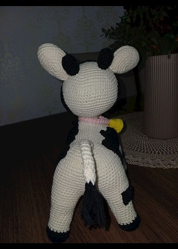 El Örgüsü Zilli İnek Amigurumi Oyuncak - Görsel 4