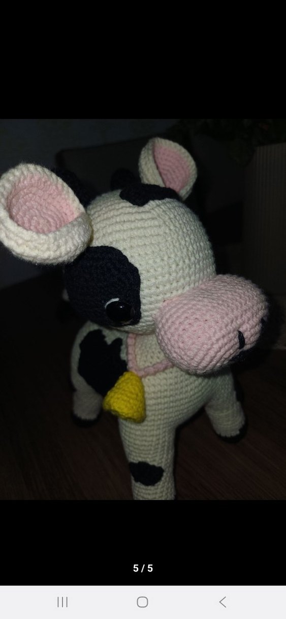 El Örgüsü Zilli İnek Amigurumi Oyuncak - Görsel 5