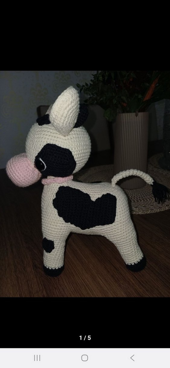 El Örgüsü Zilli İnek Amigurumi Oyuncak - Görsel 2