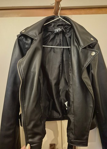ZARA Siyah Deri Biker Ceket - Görsel 3