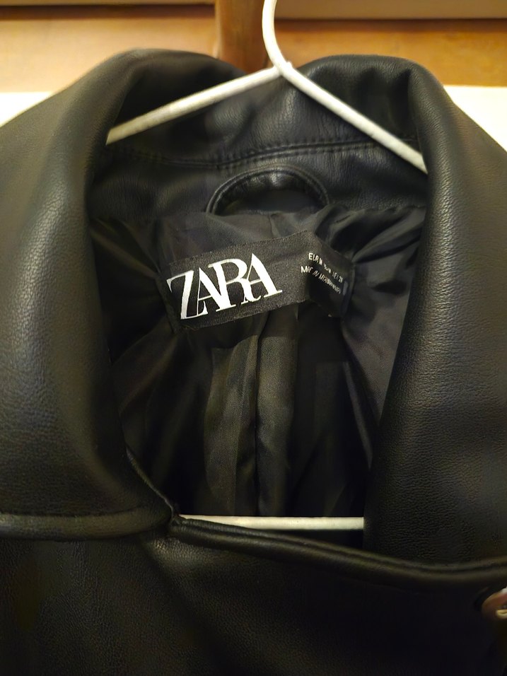 ZARA Siyah Deri Biker Ceket - Görsel 4
