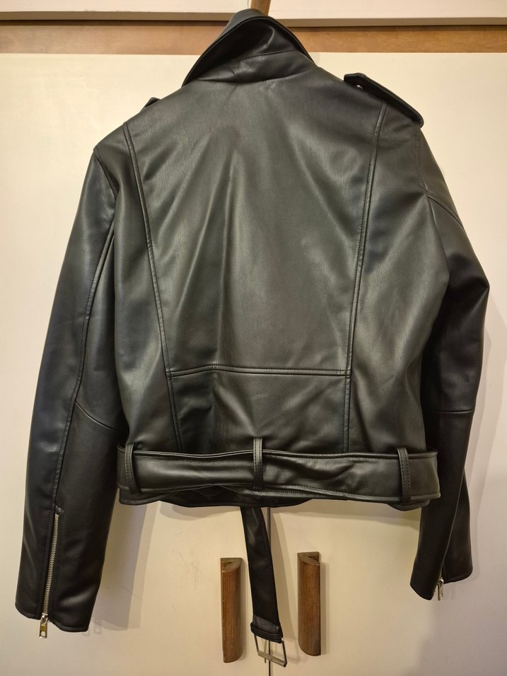 ZARA Siyah Deri Biker Ceket - Görsel 2