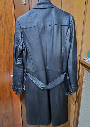 Kadın Siyah Uzun 'Gerçek' Deri Vintage Ceket - Görsel 2