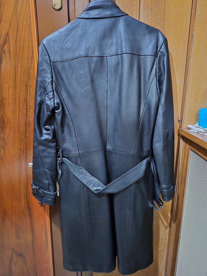 Kadın Siyah Uzun 'Gerçek' Deri Vintage Ceket - Görsel 2