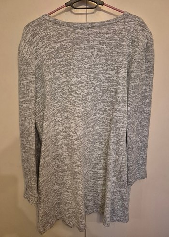 Gri Uzun Kollu Örgü Kadın Hırka - Görsel 2