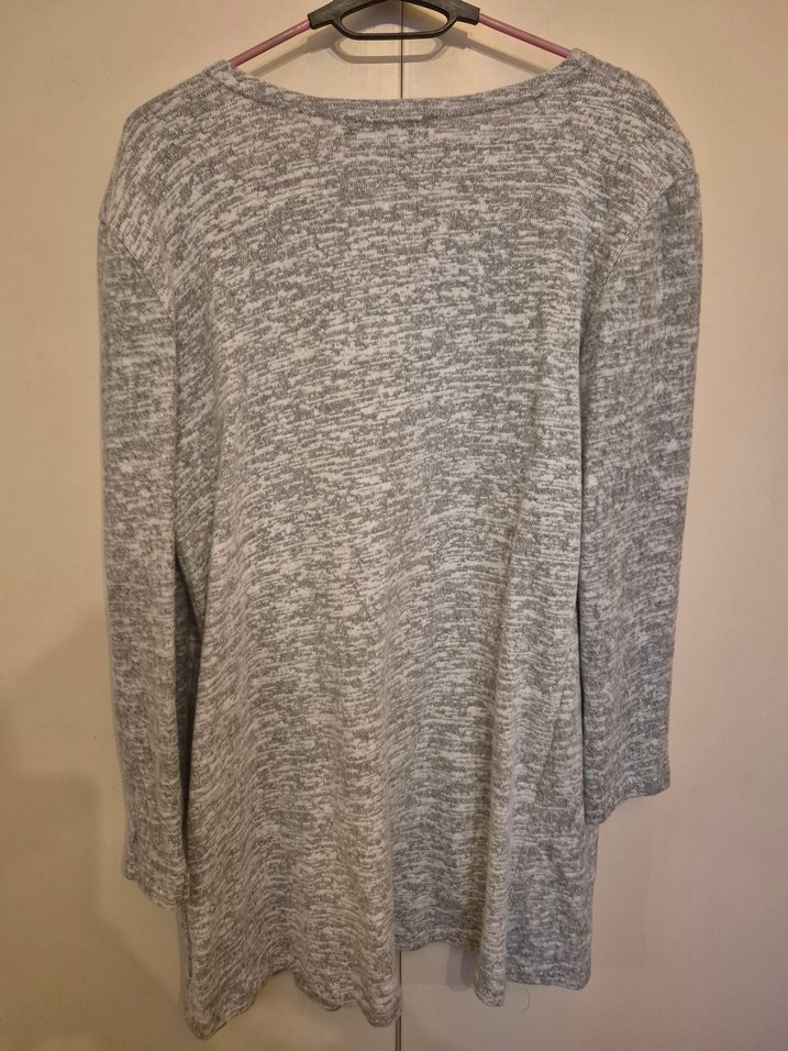 Gri Uzun Kollu Örgü Kadın Hırka - Görsel 2