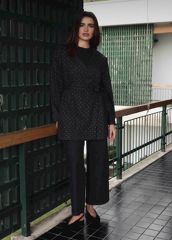 Hooops Taş İşlemeli Lacivert Denim Ceket - Görsel 4