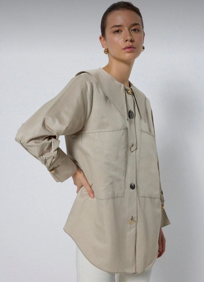 Touche Kontrast Dikişli Geniş Cepli Gömlek - Görsel 2