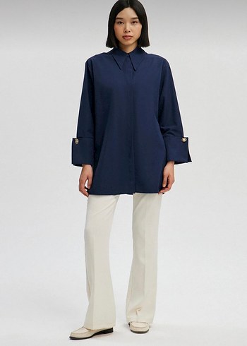 Touche Geniş Manşetli Poplin Gömlek - Görsel 2