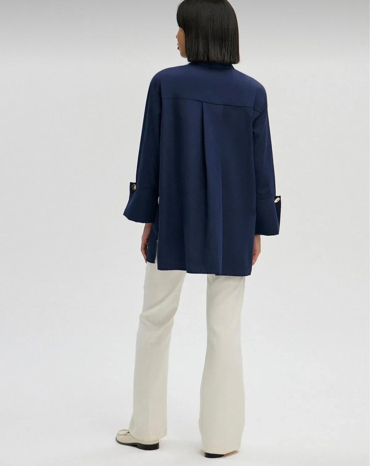 Touche Geniş Manşetli Poplin Gömlek - Görsel 4