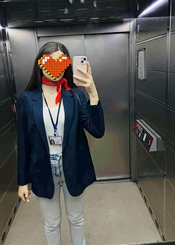 Stradivarius Lacivert Kadın Blazer Ceket - Görsel 7