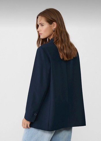 Stradivarius Lacivert Kadın Blazer Ceket - Görsel 3