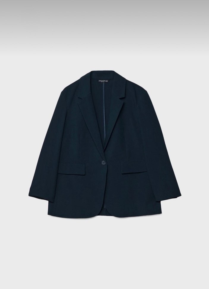 Stradivarius Lacivert Kadın Blazer Ceket - Görsel 4