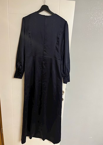 Özel Dikim Koyu Lacivert Uzun Kollu Tesettür Elbise - Görsel 2