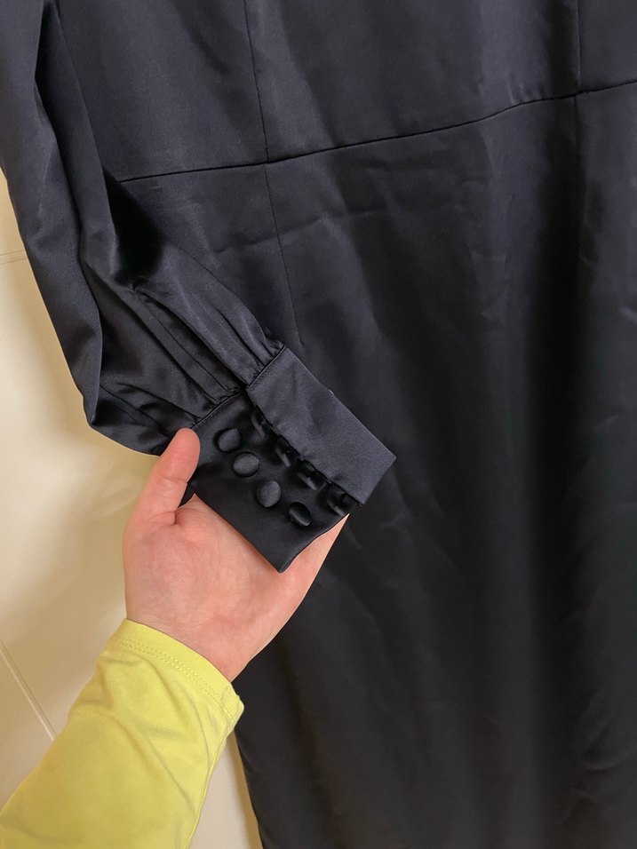 Özel Dikim Koyu Lacivert Uzun Kollu Tesettür Elbise - Görsel 3