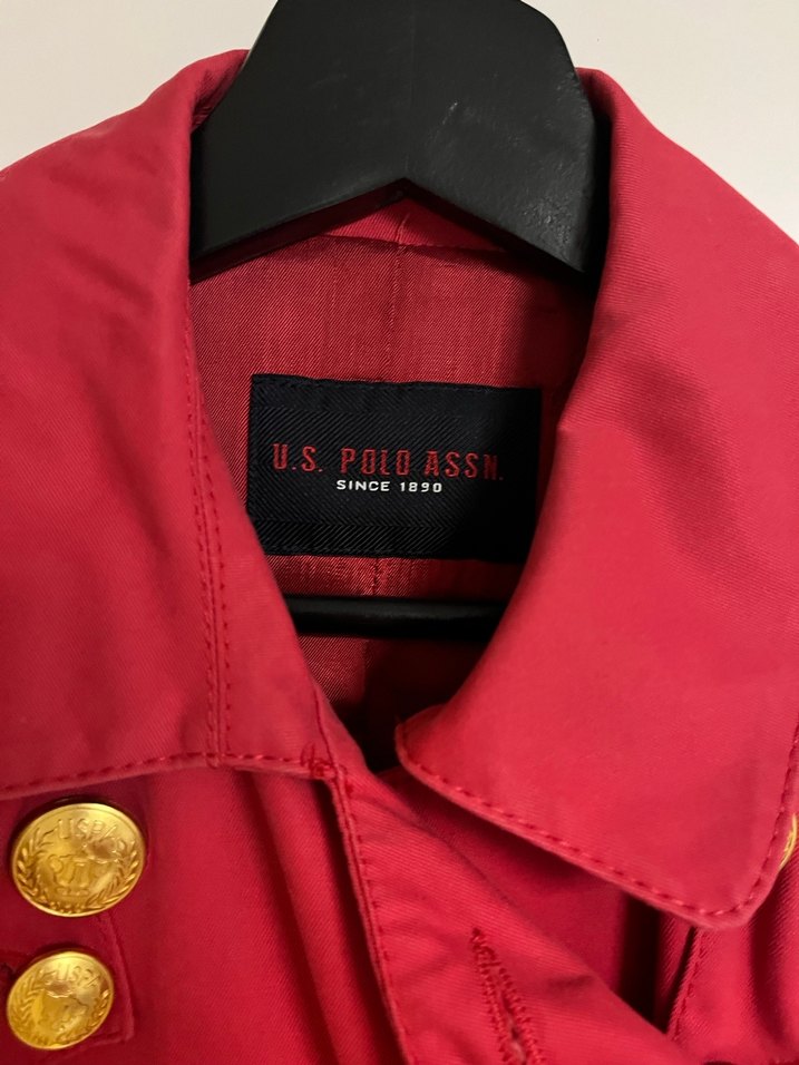 Nar Çiçeği Renkli Gold Düğmeli Kadın Trençkot - Görsel 2