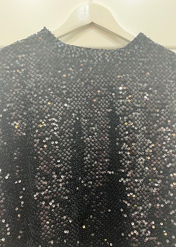 Siyah Full Payetli Uzun Kollu Kazak - Görsel 2