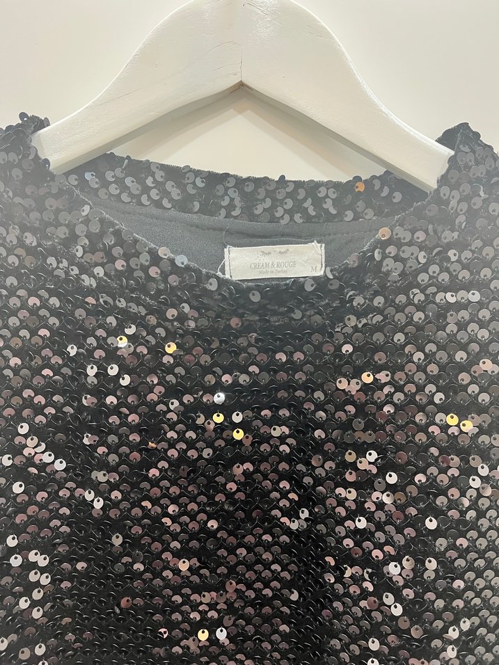 Siyah Full Payetli Uzun Kollu Kazak - Görsel 3