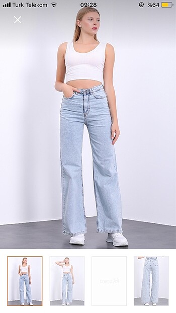 Wide leg buz mavisi jean