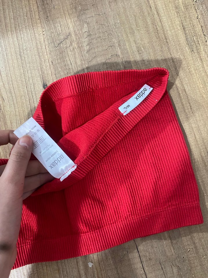 Kırmızı Kadın Elastik Crop Top - Görsel 2