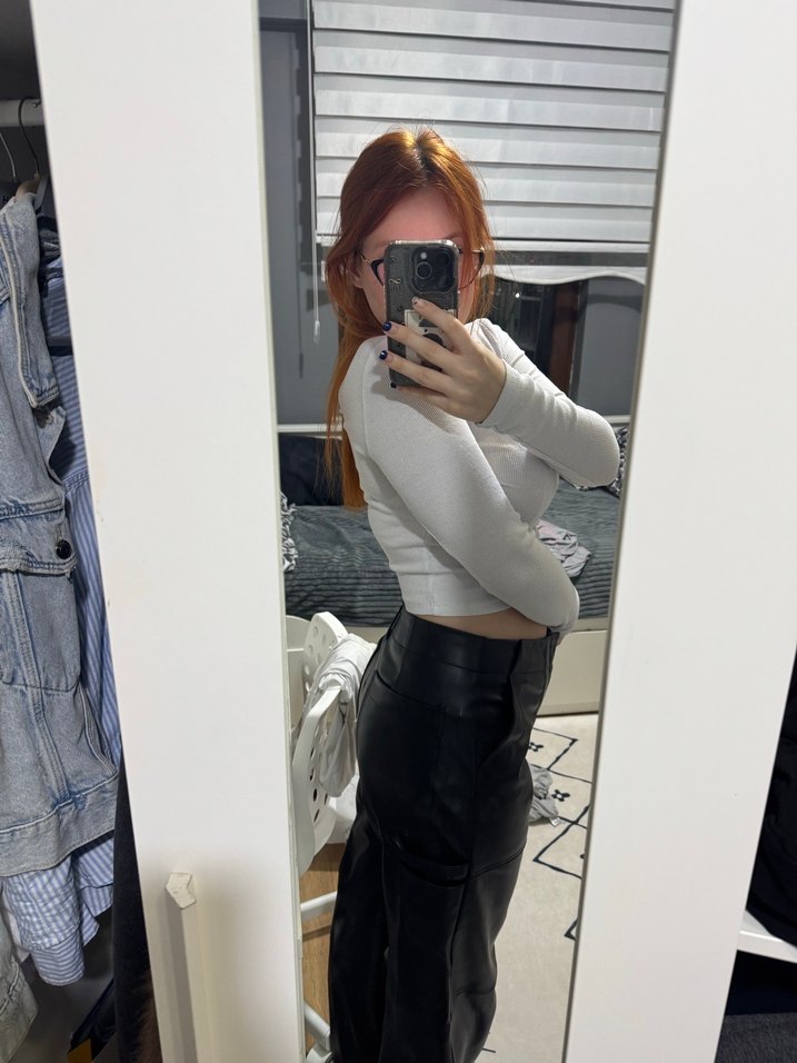 Siyah Deri Pantolon Zara - Görsel 2