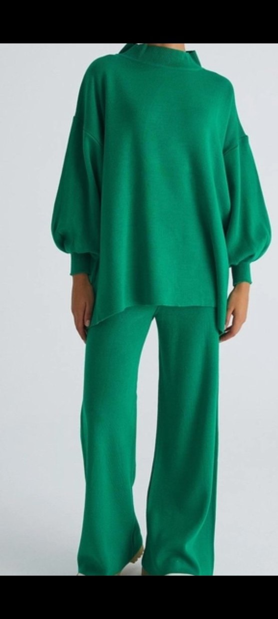 Kadın Yeşil Bol Kesim Uzun Eşofman Takımı - Görsel 2