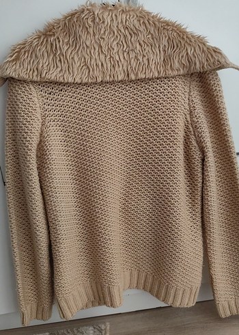 Kürk Detaylı Bej Kadın Midi Hırka - Görsel 2