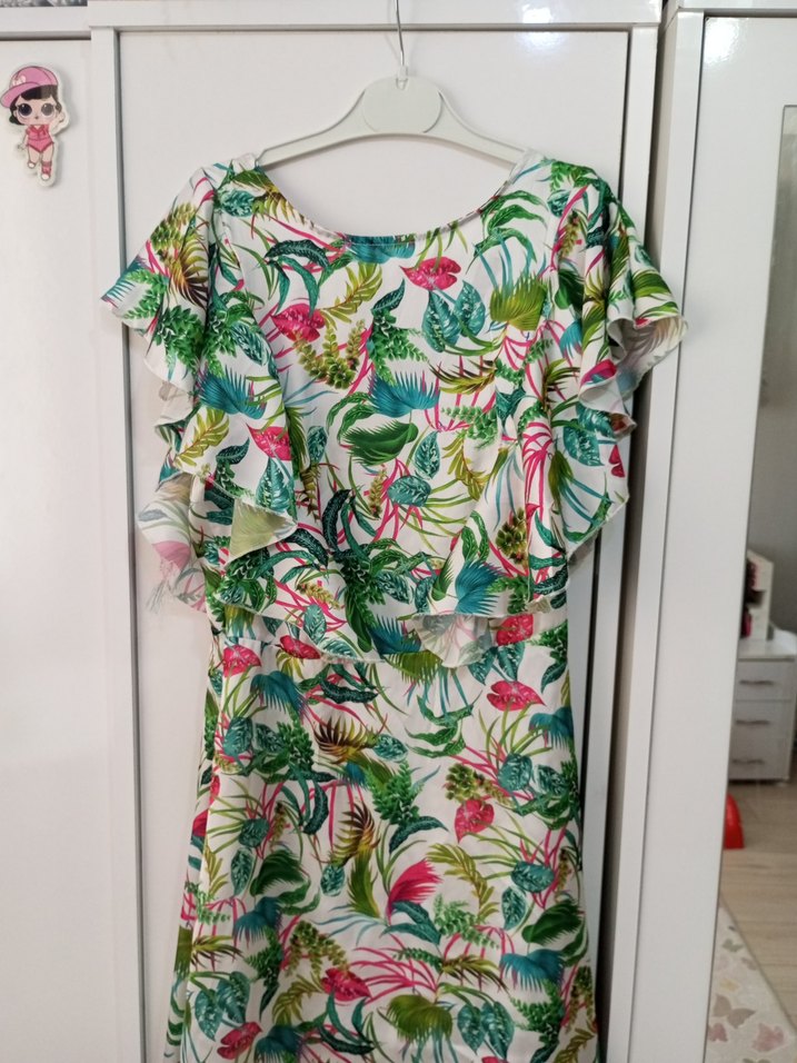 Çiçek Desenli Renkli Bohem Kadın elbise - Görsel 3