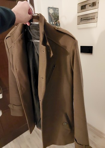 Düğmeli Bej Süet Midi Erkek Kaban - Görsel 2