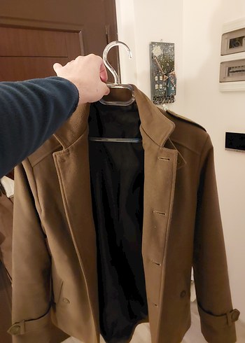 Düğmeli Bej Süet Midi Erkek Kaban - Görsel 3