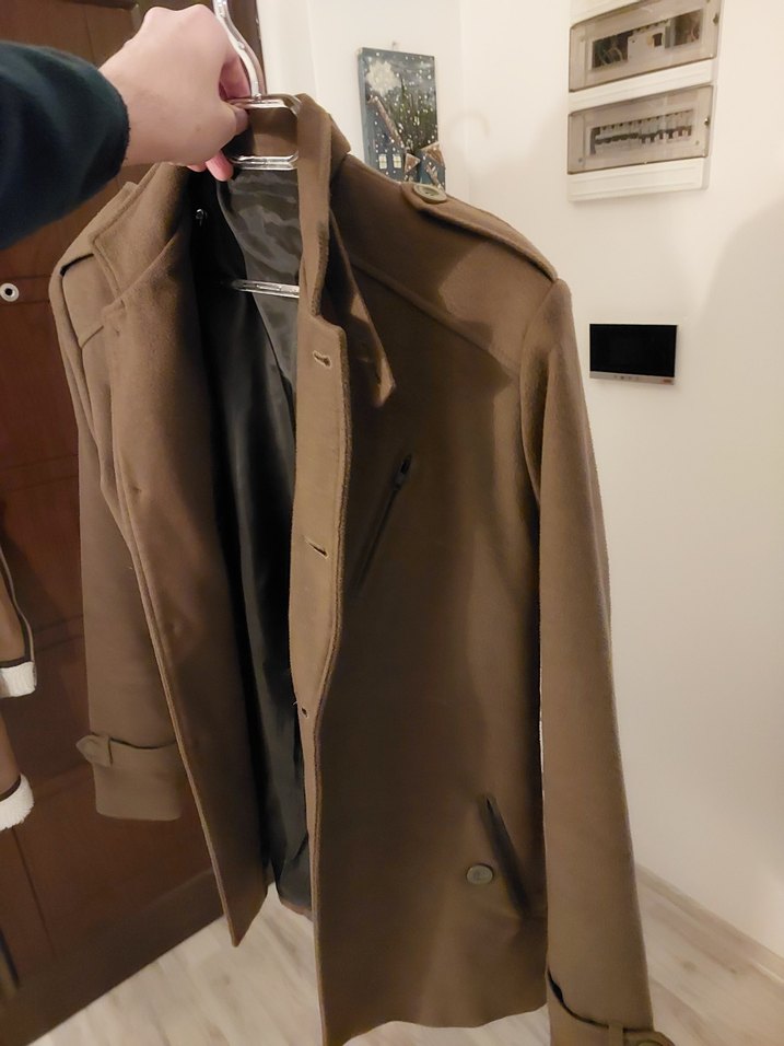 Düğmeli Bej Süet Midi Erkek Kaban - Görsel 2