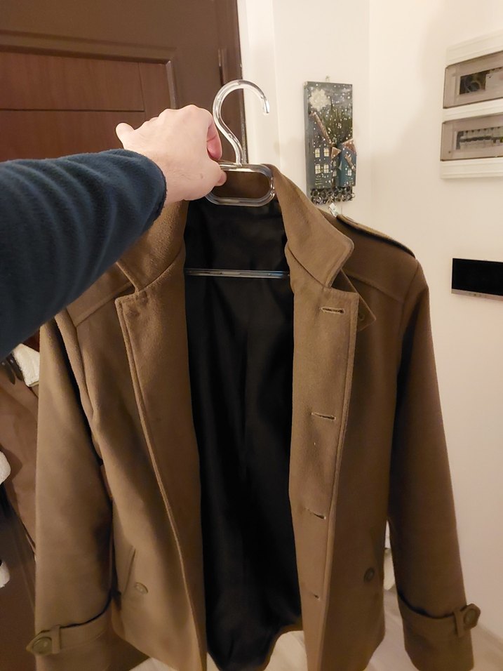 Düğmeli Bej Süet Midi Erkek Kaban - Görsel 3