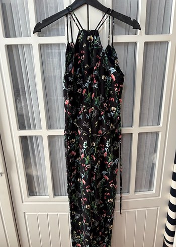 Çiçek Desenli Uzun Askılı Tulum - Görsel 3