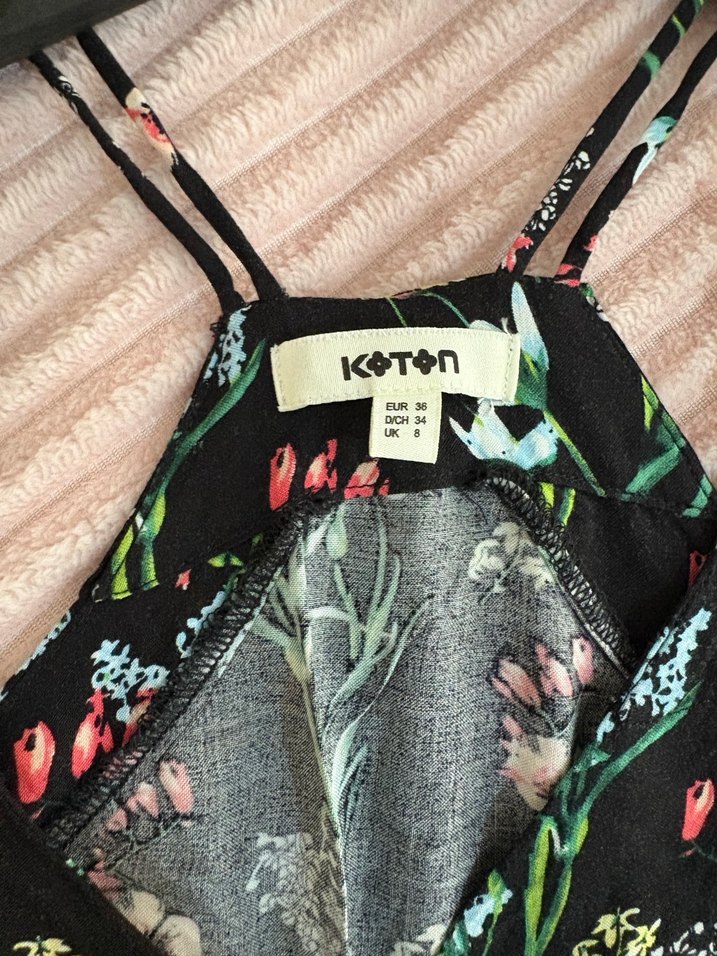 Çiçek Desenli Uzun Askılı Tulum - Görsel 4