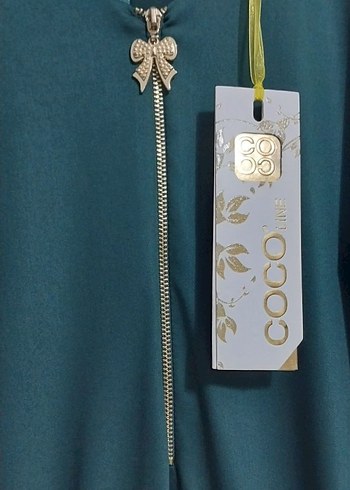 Uzun Kollu Yeşil Kadın tesettür abiye - Görsel 7