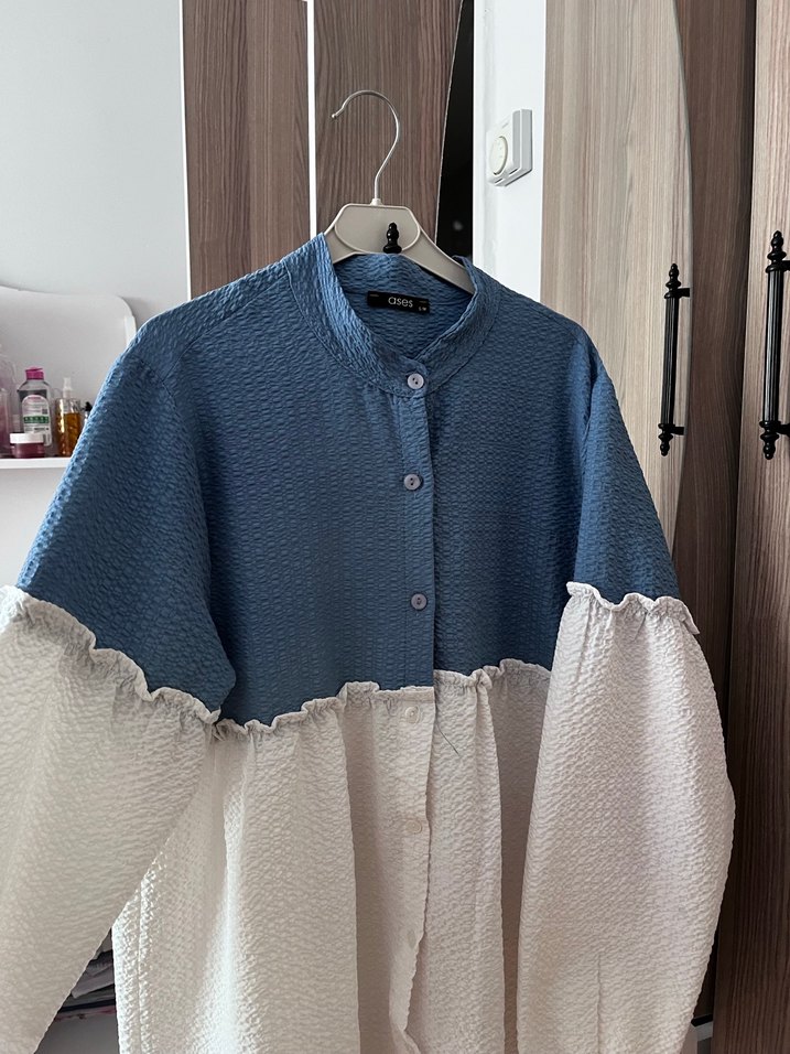 Bohem Uzun Kollu Düğmeli Keten Gömlek - Görsel 2