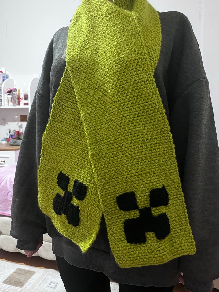 Yeşil örgü çocuk atkı - Görsel 2