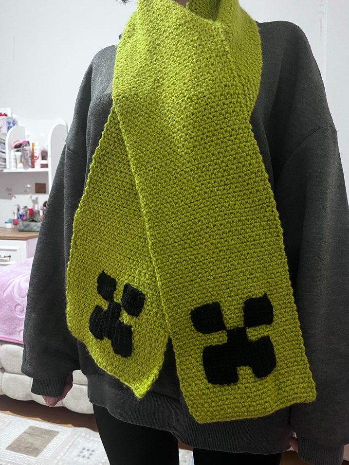 Yeşil örgü çocuk atkı - Görsel 3