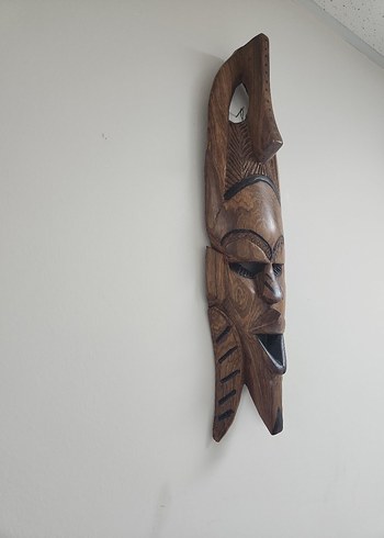 El Yapımı Ahşap Afrika Maskı, maske - Görsel 2
