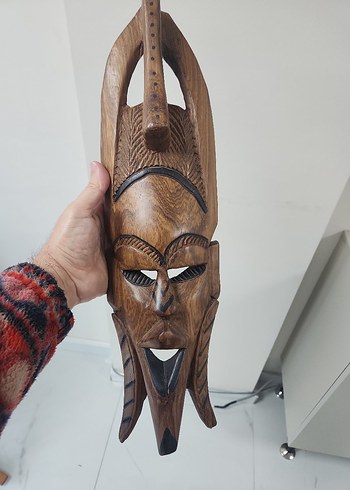 El Yapımı Ahşap Afrika Maskı, maske - Görsel 5